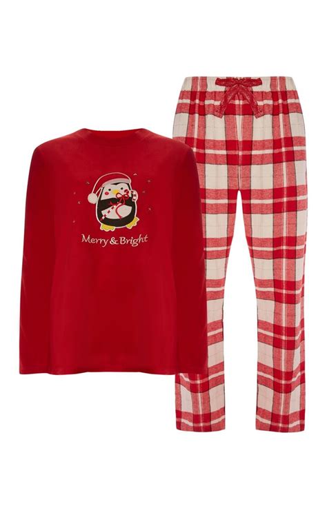 Primark - Red Check Merry Christmas Pyjama Set | Christmas pajamas