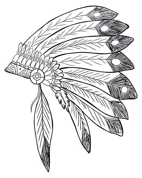 Native American Headdress Black And White Clipart Free Download
