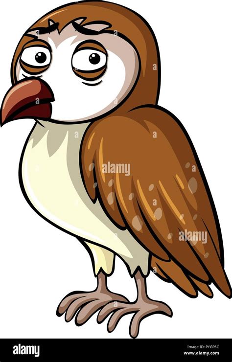 Wild Owl With Sad Face Illustration Stock Vector Image And Art Alamy