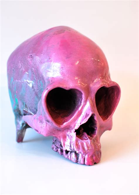 Heart Skull Metallic Purple Hand Painted Clutter Magazine