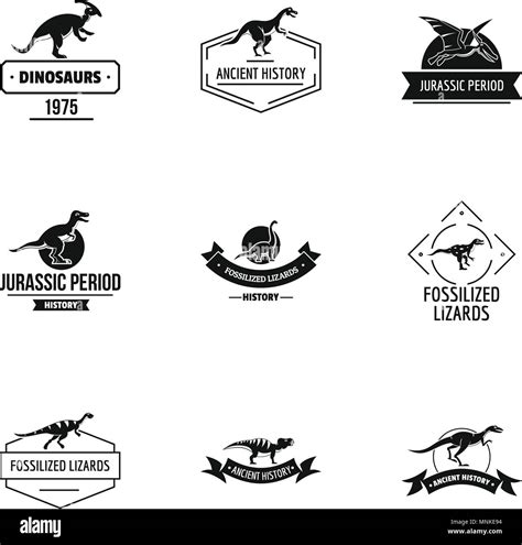 Dinosaur Study Logo Set Simple Style Stock Vector Image And Art Alamy
