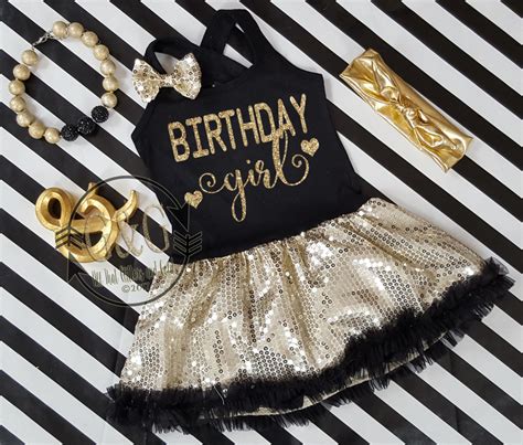 Cute Birthday Age Dresses 1st 2nd 3rd 4th Black Gold