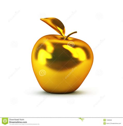 Golden 3d Apple Stock Illustration Illustration Of
