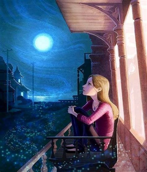 Girl Looking At Moon From Balcony Cartoon Illustration Via Facebook