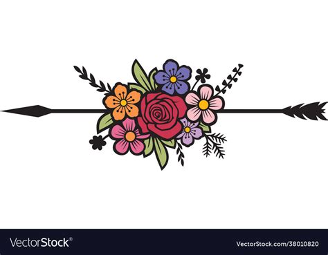 Arrow And Flowers Color Royalty Free Vector Image