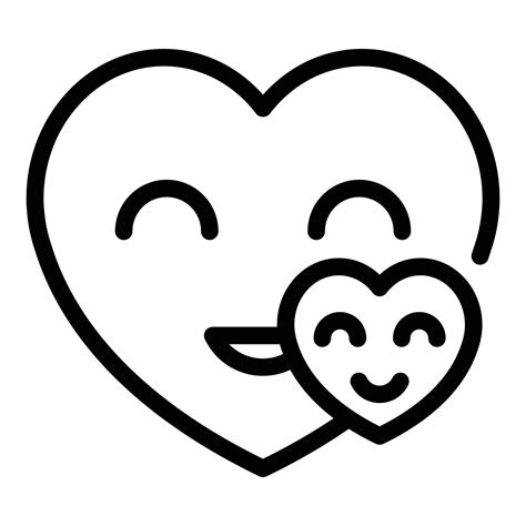 Smiling Heart Icon Outline Vector Happy Smile 15890686 Vector Art At