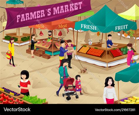 Farmers Market Scene Royalty Free Vector Image