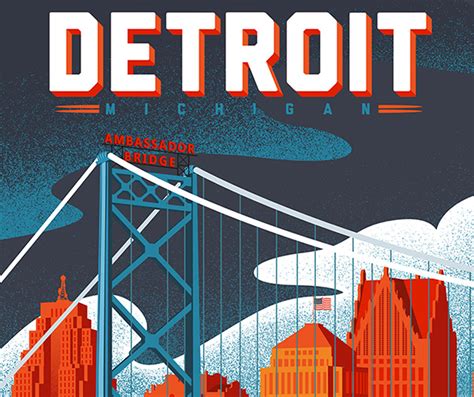 Detroit Skyline Michigan Travel Art Print Themightymitten