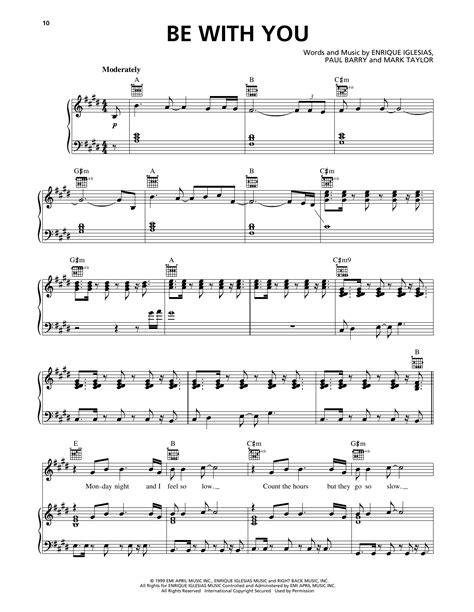 Enrique Iglesias Be With You Sheet Music Notes Chords Sheet Music