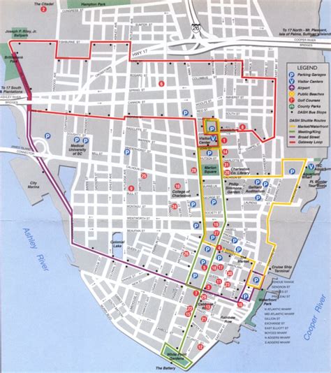 Tourist Printable Map Of Charleston Sc Web Traveler Map Of Downtown
