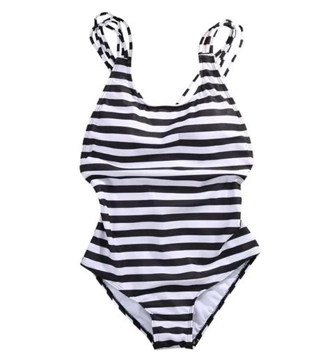 Hot Sexy Women Striped One Piece Swimsuit Bikini Swimwear Bathing Suit Monokini Lady Bandage