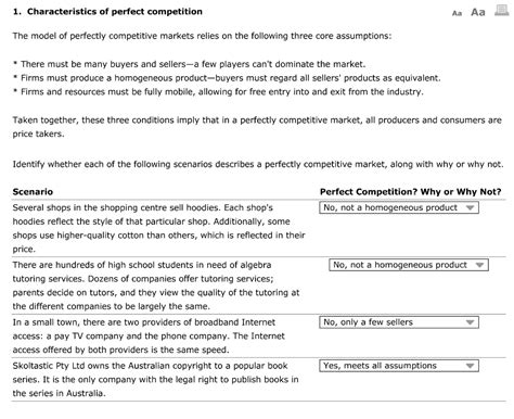Perfect competition is a market structure where many firms offer a homogeneous product. Solved: 1. Characteristics Of Perfect Competition The Mode ...