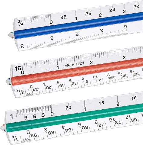 Wuweot 3 Pack Architectural Scale Ruler 12″30cm Triangular Architect