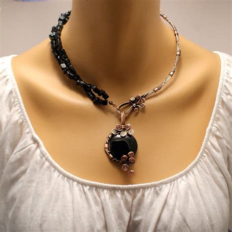 Black Onyx Necklace Gemstone Necklace Onyx Gemstone Boho Etsy