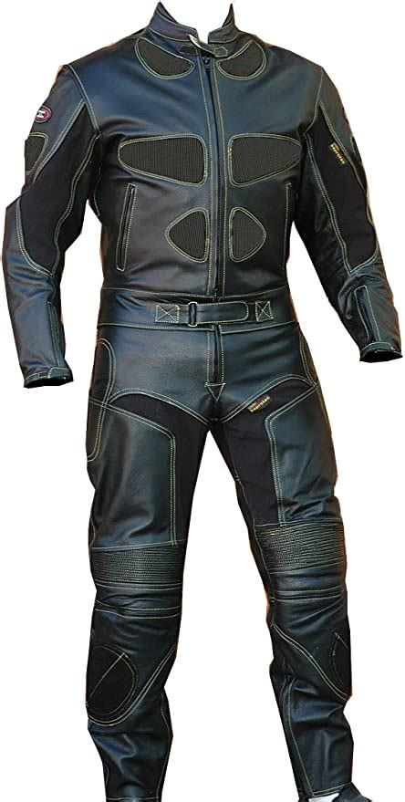 Perrini 2pc Motorcycle Riding Racing Track Suit W Padding All Leather