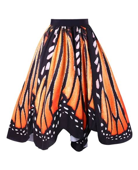 Plus Size Butterfly Print Swing Skirt Orange 3346383912 Size Xl