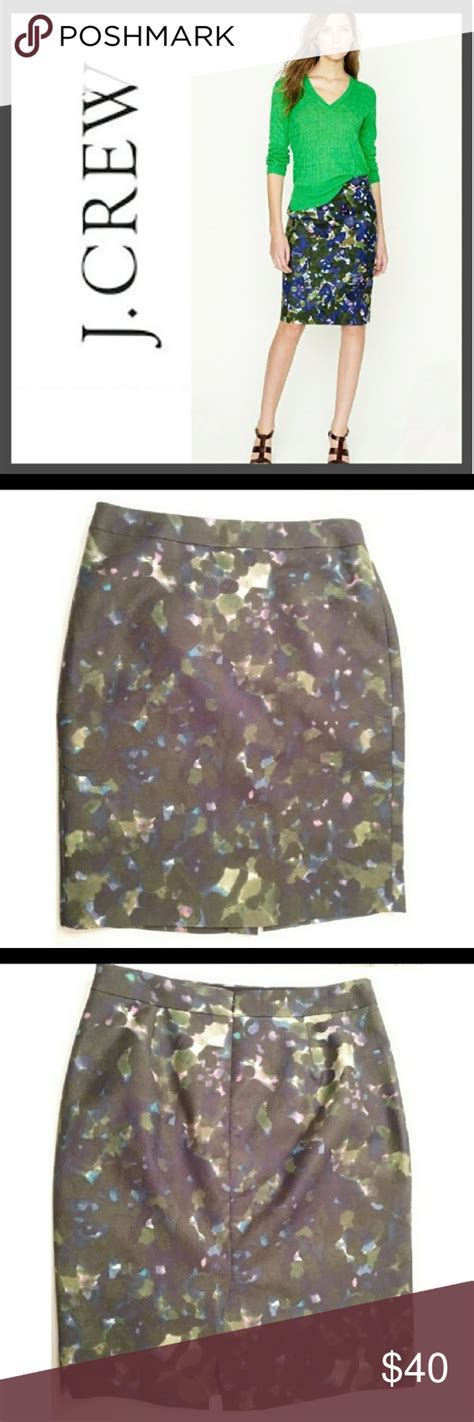 J Crew No 2 Pencil Green Floral Skirt Size 6 Green Floral Skirt