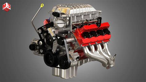 Demon Supercharged V8 Engine 3d Model By Markos3d