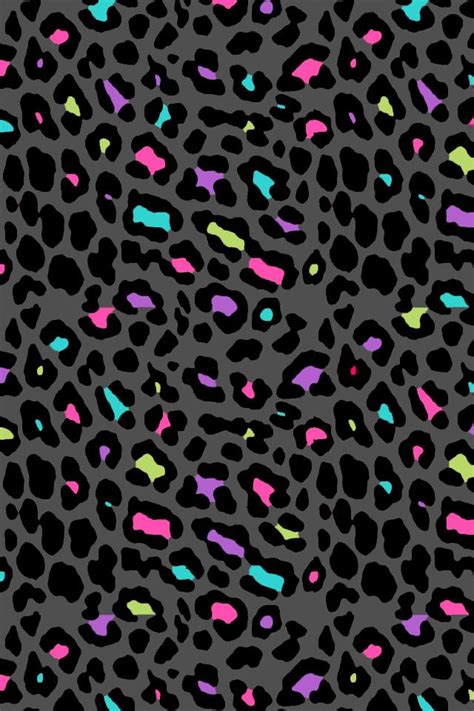 Leopard Cheetah Bright Colorful Black Background Wallpaper