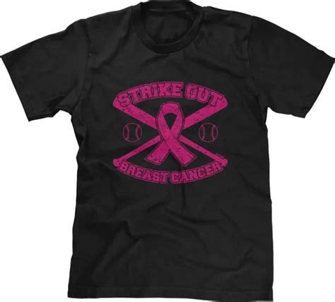 Strike Out Breast Cancer Awareness Month Pink Ribbon Warrior Cure Fight Mens Tee 1695 Picclick