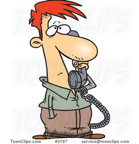 Cartoon Guy Receiving Bad News On The Phone 3787 By Ron Leishman