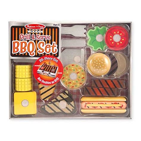 Melissa And Doug Grill And Serve Bbq Set 20 Pieces Wooden Play Food