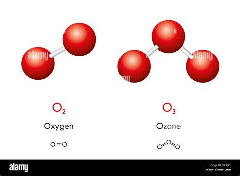 Oxygène O2 Et Lozone O3 Molécule Modèles Et Formules Chimiques Et Trioxygen Dioxygéné Le Gaz