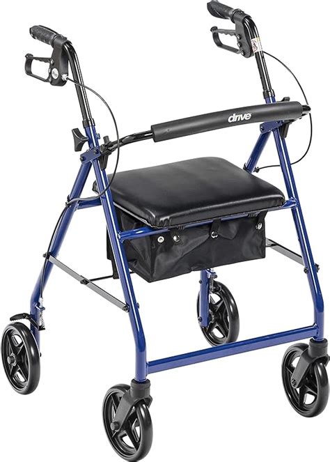 Drive Medical Four Wheel Walker Rollator With Fold Up Removable Back