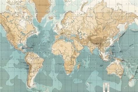 Bathyorographics Map Plain Map Wallpaper Map Murals World Map Wallpaper