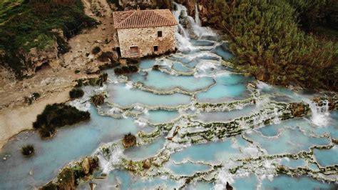 The Famous Ancient Hot Springs Of Saturnia Terme In Tuscany Italy