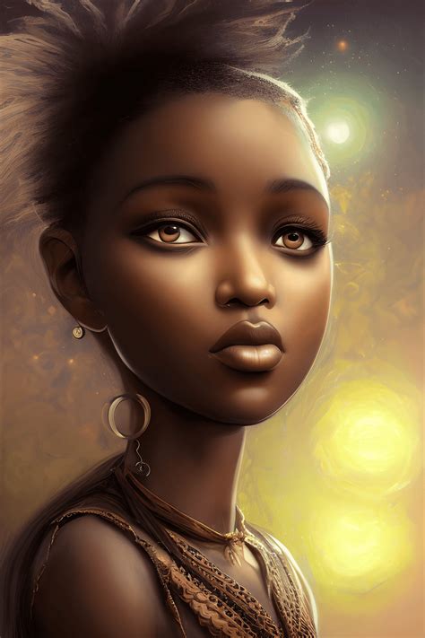 3d Exotic African American Dreamy Eyes Chibi · Creative Fabrica