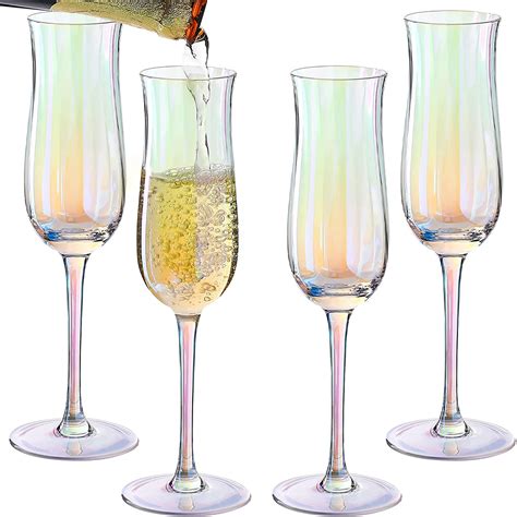 Crystal Champagne Flutes Tulip Modern Champagne Glasses Set Of 4 For