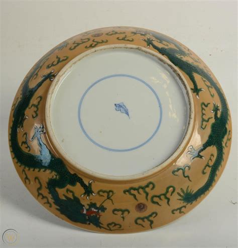 Rare Antique Chinese Porcelain Kangxi Dragon Charger Bowl Artemisia