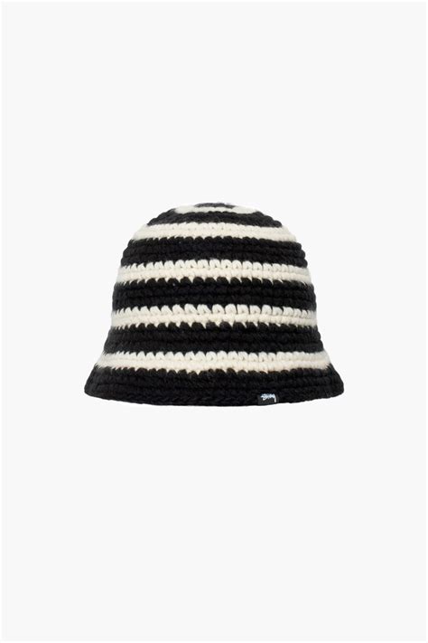 stussy swirl knit bucket hat black graduate store en