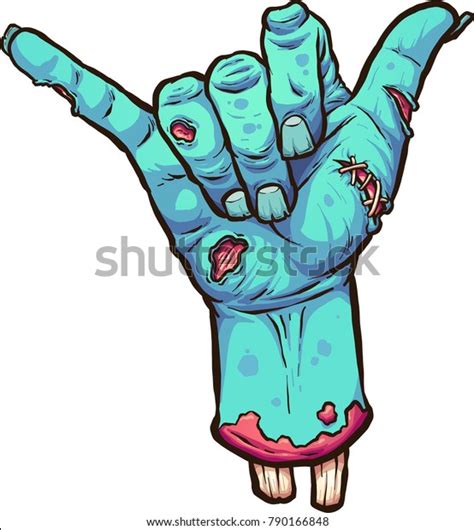 severed zombie hand making hang loose stock vector royalty free 790166848