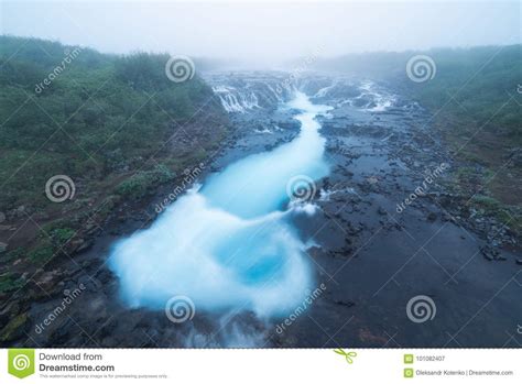 Landscape With Bruarfoss Waterfall In Iceland Stock Image Image Of