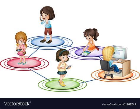Kids And Communication Devices Royalty Free Vector Image