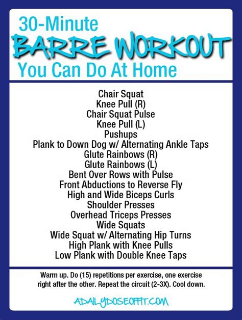 30 Minute Barre Workout You Can Do At Home A Daily Dose Of Fit