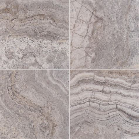 Ideal for indoor or outdoor ap… MSI Silver 18 in. x 18 in. Honed Travertine Floor and Wall ...