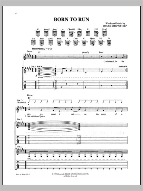 Born To Run By Bruce Springsteen Guitar Tab Guitar Instructor