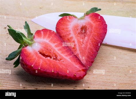 Strawberry Cut In Half Close Up Image Stock Photo Alamy