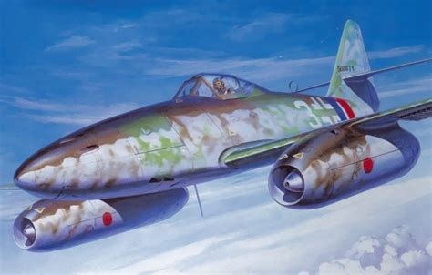 Wallpaper War Art Painting Ww2 Jet Fighter Messerschmitt Me 262 A
