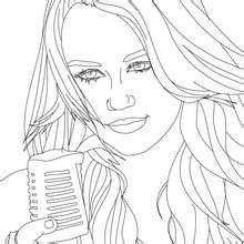 Desenhos Para Colorir De Retrato Da Miley Cyrus Cantando Para Colorir