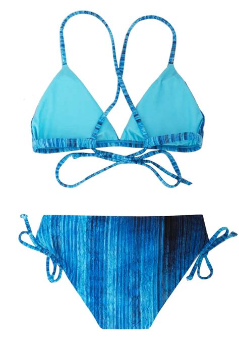 Maliblue 2 Piece Set Tri Top Side Ties Bottoms Reversible Two Piece Swimsuits Size