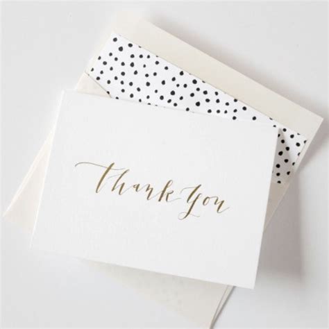 Gold Foil Thank You Card Set Paper And Pearl