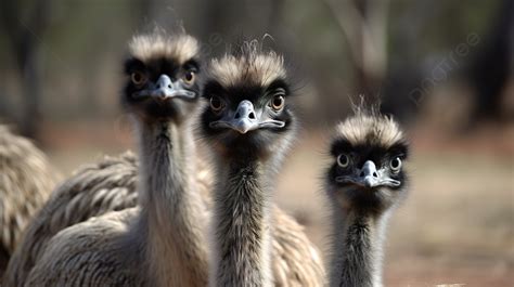 Group Of Emu Birds Looking At Each Other Background Funny Picture Of