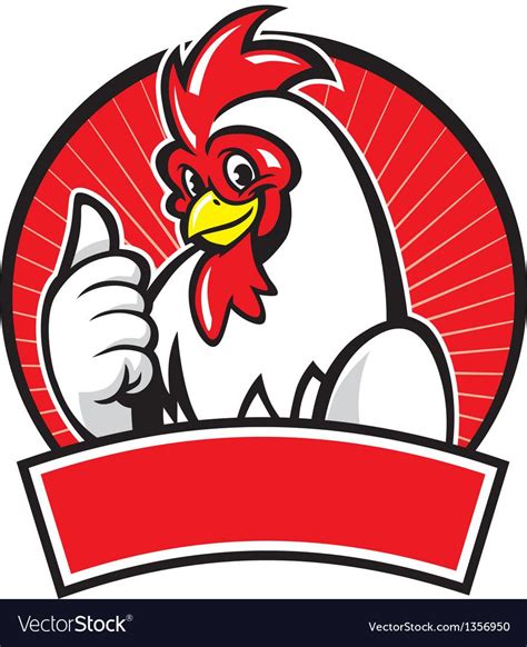 Chicken Mascot With Thumb Up And Blank Sign Below Download A Free