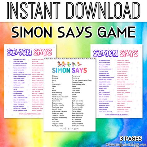 Simon Says Game For Kids Movement Game For Kids Indoor Activity For
