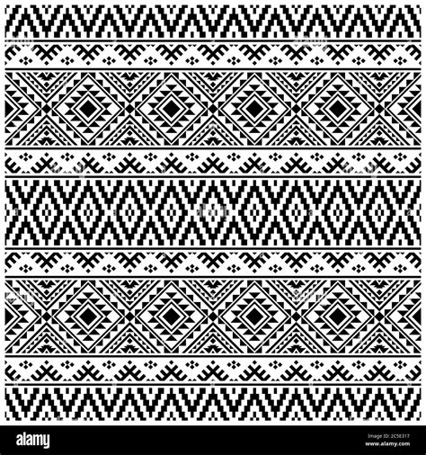 Tribal Ethnic Seamless Pattern Design Background Vector In Black White