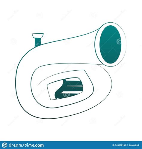 Sousaphone Music Instrument In Blue Lines Stock Vector Illustration